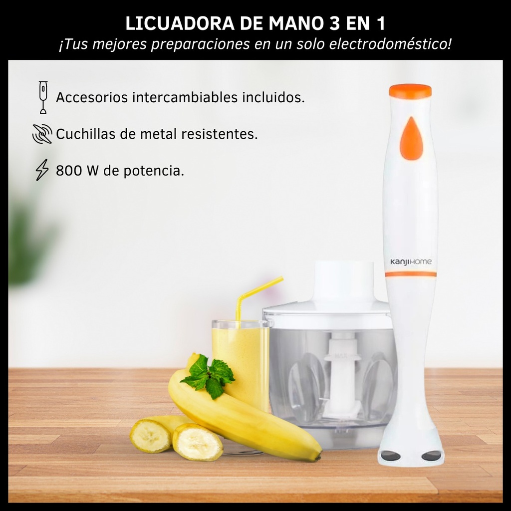 Mixer Licuadora De Mano Licua Tritura Procesa Y Bate 800w Color Blanco