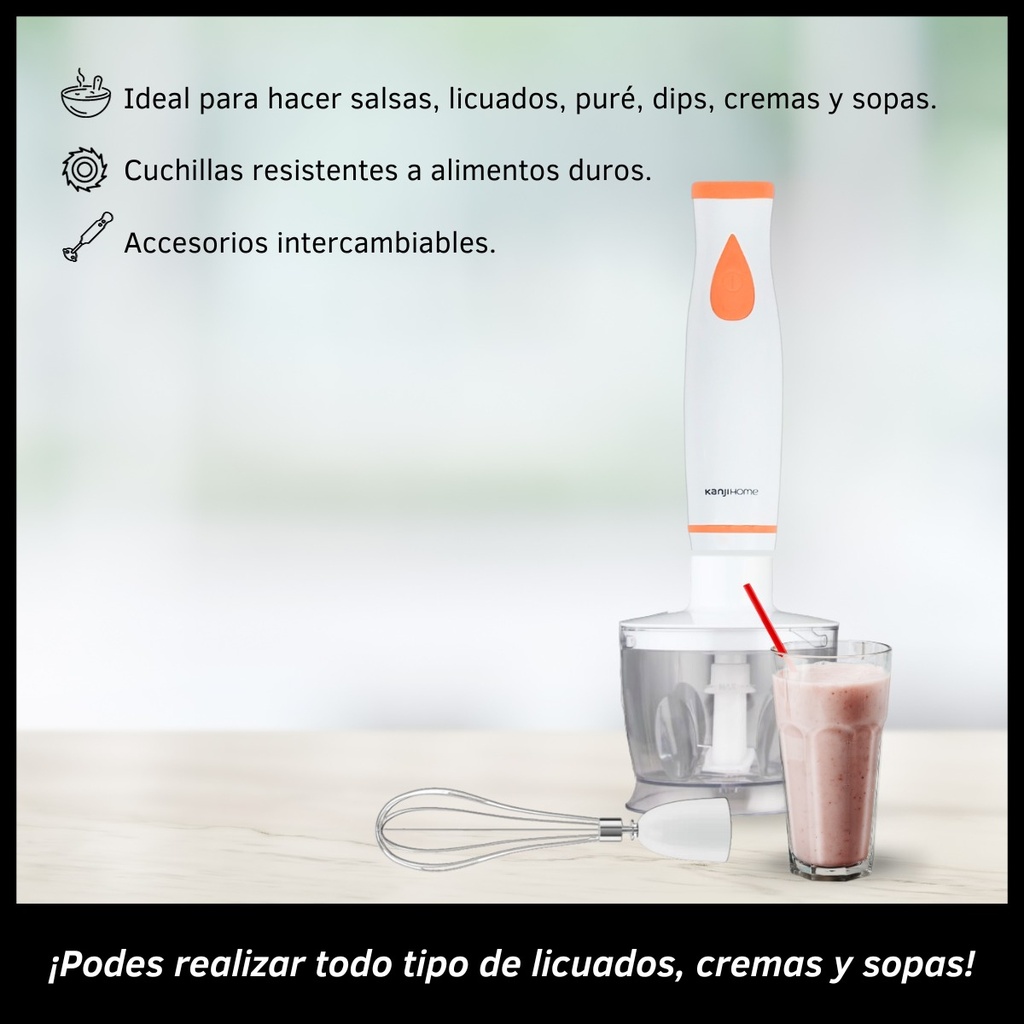 Mixer Licuadora De Mano Licua Tritura Procesa Y Bate 800w Color Blanco